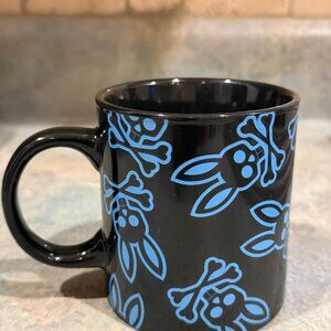 NEW & Rare PSYCHO BUNNY Black & Blue Coffee Mug / Cup + FREE GIFT